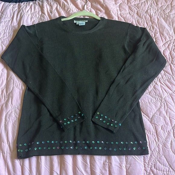 Olive Green Silk Lined Debra Deroo Blouse - Picture 1 of 6